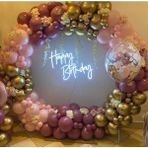 Eğlence Marketi Krom Gold Yaban Çileği ve Makaron Pembe Balon Zinciri 100 Adet