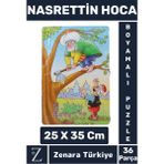 Eğlenceli Eğitici Görsel Algı Motor Becerisi Geliştiren Çocuk Boyamalı Puzzle 36PARÇA Nasreddin Hoca