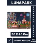 Eğlenceli Eğitici Görsel Algı Motor Becerisi Geliştiren Çocuk Boyamalı Puzzle 80 Parça Lunapark