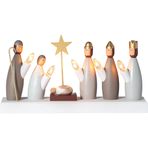 EGLO Işık Kemeri Noel 5 Ampullü, Ahşap Aydınlatmalı Beşik Figürleri ile Pencere Lambası, Kablolu Aynaklık Kemeri, E10, Sıcak Beyaz