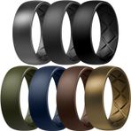 Egnaro Erkekler için Silikon Yüzükler - 7 Yüzük / 4 Yüzük / 1 Yüzük - Nefes Alabilir Desenli Tasarım Alyans 8 mm Genişlik - 2,5 mm Kalınlık