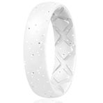 Egnaro İç Ark Ergonomik Nefes Alabilir Tasarım, Yarım Boyutlu Kadınlar için Silikon Yüzükler, Kadın Silikon Alyans, 6 mm Genişlik - 2 mm Kalınlık, 11(20.6mm), Silikon, Elmas