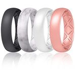 Egnaro İç Ark Ergonomik Nefes Alabilir Tasarım, Yarım Boyutlu Kadınlar için Silikon Yüzükler, Kadın Silikon Alyans, 6 mm Genişlik - 2 mm Kalınlık, 12(21.3mm), Metal,Silikon
