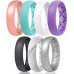 Egnaro İç Ark Ergonomik Nefes Alabilir Tasarım, Yarım Boyutlu Kadınlar için Silikon Yüzükler, Kadın Silikon Alyans, 6 mm Genişlik - 2 mm Kalınlık, 6(16.5mm), Silikon