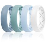 Egnaro İç Ark Ergonomik Nefes Alabilir Tasarım, Yarım Boyutlu Kadınlar için Silikon Yüzükler, Kadın Silikon Alyans, 6 mm Genişlik - 2 mm Kalınlık, 7(17.3mm), Silikon