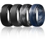 Egnaro İç Ark Ergonomik Nefes Alabilir Tasarım, Yarım Boyutlu Silikon Erkek Yüzükleri, 7 Yüzük / 4 Yüzük / 1 Yüzük Kauçuk Alyans 10 mm Genişlik - 2,5 mm Kalınlık