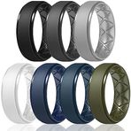 Egnaro İç Ark Ergonomik Nefes Alan Tasarım, Silikon Yüzükler Erkek Yarım Boy, 7 Yüzük / 4 Yüzük / 1 Yüzük Kauçuk Alyans, 8,5 mm Genişlik, 2 mm Kalınlık, 15(23.8mm), Silikon, Kauçuk