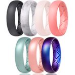 Egnaro İç Ark Ergonomik Nefes Alan Tasarım, Yarım Boyutlu Silikon Yüzükler, Kadın Silikon Alyans 6 mm Genişlik - 2 mm Kalınlık, 6(16.5mm), Silikon
