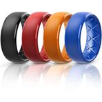 Egnaro Silikon Yüzük Erkek - Erkekler için Nefes Alabilen Kauçuk Alyans, Ömür Boyu Kapsama Alanı, Benzersiz Tasarım, Rahat Kesim Yüzük, 11(20.6mm)