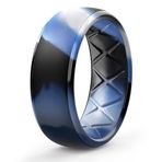 Egnaro Silikon Yüzük Erkek - Erkekler için Nefes Alabilen Kauçuk Alyans, Ömür Boyu Kapsama Alanı, Benzersiz Tasarım, Rahat Kesim Yüzük, 14(23.0mm), Silikon, Değerli Taş İçermez
