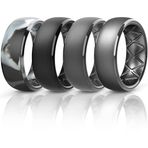 Egnaro Silikon Yüzük Erkek - Erkekler için Nefes Alabilen Kauçuk Alyans, Ömür Boyu Kapsama Alanı, Benzersiz Tasarım, Rahat Kesim Yüzük, 7(17.3mm), Metal,Kauçuk,Silikon