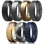 Egnaro Silikon Yüzük Erkek, İç Ark Ergonomik Nefes Alabilir Tasarım, Erkek Silikon Alyans 4 Yüzük / 1 Yüzük Kauçuk Alyans 9 mm Genişlik - 2,5 mm Kalınlık, 13(22.3mm), Silikon, Değerli Taş İçermez