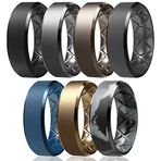 Egnaro Silikon Yüzük Erkek, İç Ark Ergonomik Nefes Alabilir Tasarım, Erkek Silikon Alyans 4 Yüzük / 1 Yüzük Kauçuk Alyans 9 mm Genişlik - 2,5 mm Kalınlık