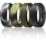 Egnaro Silikon Yüzük Erkek, İç Ark Ergonomik Nefes Alabilir Tasarım, Kauçuk Alyans 4'lü Set, 9 mm Genişlik, 2,5 mm Kalınlık, 11(20.6mm), Değerli Taş İçermez