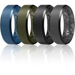 Egnaro Silikon Yüzük Erkek, İç Ark Ergonomik Nefes Alabilir Tasarım, Kauçuk Alyans 4'lü Set, 9 mm Genişlik, 2,5 mm Kalınlık, 9(18.9mm), Değerli Taş İçermez