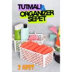 ego home 2 Adet Ahşap Saplı Görünüm Beyaz Renk Plastik Mutfak | Banyo | Eşya Organizer Sepet Düzenleyici Set