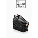 ego home 2 Adet - Çok Amaçlı Plastik Tutacaklı Organizer Sepet Dolap Içi Çekmece Düzenleyici Siyah