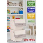ego home 2li Tekerlekli Oyuncak Düzenleme Dolabı Kapaklı Saklama Kutusu Oyuncak Sepeti Çok Amaçlı Mote 24 Lt