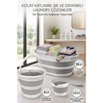 ego home 3'lü Set 25 Lt Katlanabilir Çamaşır Sepeti 6 Lt Katlanabilir Akordiyon Su Kovası 1,2 Lt Maşrafa