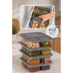 ego home 4 Adet 3 Bölmeli, Derin Dondurucuda Kullanılabilen Saklama Kabı Seti 1,15LT