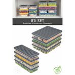 ego home 8'li Saklama Kabı , Mikrodalga Uyumlu Erzak Saklama Kabı Antrasit 4x2500 Ml- 4x1000 ml