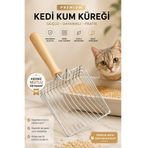 ego home Paslanmaz Çelik Kedi Kum Küreği Ahşap Saplı Profesyonel Kum Eleme Dayanıklı Metal Kedi Tuvalet