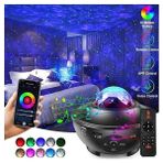 Egonex Yıldızlı Projektör Tavan Bulutsu Galaxy Lazer Işıklı Disko Topu Bluetooth Hoparlör Parti LED Lambası