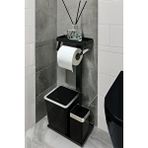 Egza 3'ü 1 Arada Banyo Seti Tuvalet Kağıtlık, Çöp Kovası ve Tuvalet Fırça Takımı - Siyah Krom