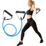 Egzersiz Direnç Bandı 120 cm Tutamaçlı Tübül Sert – Pilates, Fitness Aerobik Spor Lastiği - Lacivert