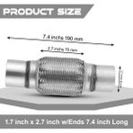 Egzoz Spiral Flex Borusu, 45MM*190MM,ÜNIVERSAL Tip, Paslanmaz Çelik Çift Örgülü