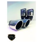 EGZOZCUM Auto Luxury 76mm Çift Çıkış Paslanmaz Egzoz Ucu Kafası - Sağ/Sol Takım 2 Adet (Parlak Krom)