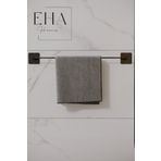 EHA HOME Siyah Yapışkanlı Vidalı Uzun havluluk Banyo Havlu Askısı