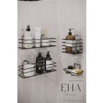 EHA HOME Yapışkanlı Siyah Metal Banyo Rafı 4lü Düzenleyici Set Banyo Seti Sabunluk