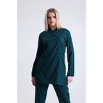 Ehil Doktor - Hemşire Forması Likralı Tesettür Üniforma Tek Üst Likralı Tesettür - Koyu Yeşil - 2XL
