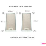 Ehla Filtre Genel Markalar 20,5 X47,4 Cm Ankastre Aspiratör Davlumbaz Alüminyum Yağ Filtresi 2 Adet Set Uyumlu