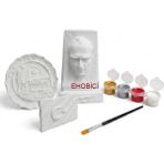 Ehobici Taş Boyama Seti Atatürk Büst Bayrak Anıtkabir 4 Renk Akrilik Boya 5ml + Fırça - Karışık Çok Renkli