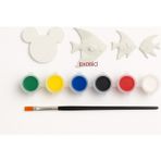 Ehobici Taş Boyama Seti Balıklar ve Mickey Mouse 6 Renk Akrilik Boya 5ml + Fırça - Karışık Çok Renkli