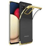 Ehr. Samsung Galaxy A02S ile Uyumlu Darbeye Karşı Dayanıklı Lazer Kesim Silikon TPU Kılıf (Altın Rengi, Samsung Galaxy A02S)