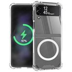 Ehr. Samsung Galaxy Z Flip 4 Uyumlu Kamera Korumalı Magsafe Wireless Şarj Özellikli Şeffaf Kılıf (Şeffaf, Samsung Galaxy Z Flip 4)