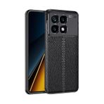Ehr. Xiaomi Poco M6 Pro Uyumlu Kamera Korumalı Deri Görünümlü Silikon Kılıf (Siyah, Xiaomi Poco M6 Pro)