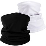 ehsbuy 2'li paket Loop şal kadın kışlık polar şal hortum şal erkek sıcak boyun havlusu termal boyun ısıtıcı çok fonksiyonlu şal yüz şalı kayak bisiklet koşu, Siyah + Beyaz, Ölçü Birimi