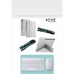EHZ Teknoloji Galaxy S9 Fe Plus 12.4 Uyumlu Standlı Tablet Kılıfı + Bluetooth Klavye Mouse Set - Gri