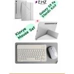 EHZ Teknoloji Galaxy Tab S9 Fe Uyumlu Standli Tablet Kilif Bluetooth Klavye Mouse Set - Gri