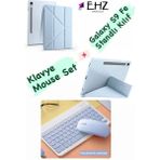 EHZ Teknoloji Galaxy Tab S9 Fe Uyumlu Standli Tablet Kilif Bluetooth Klavye Mouse Set - Mavi