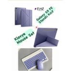 EHZ Teknoloji Galaxy Tab S9 Fe Uyumlu Standli Tablet Kilif Bluetooth Klavye Mouse Set - Mor