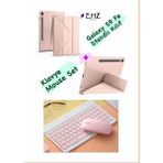 EHZ Teknoloji Galaxy Tab S9 Fe Uyumlu Standli Tablet Kilif Bluetooth Klavye Mouse Set - Pembe