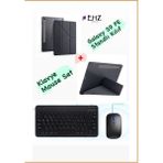 EHZ Teknoloji Galaxy Tab S9 Fe Uyumlu Standli Tablet Kilif Bluetooth Klavye Mouse Set - Siyah