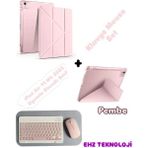 EHZ Teknoloji iPad Air 11 M4 (2026) Uyumlu Siyah Standlı Kılıf + Klavye Mouse Set - Pembe