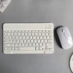 EHZ Teknoloji IPad Xiaomi Samsung Huawei Tablet Laptop Uyumlu Renkli Bluetooth Bağlantılı Klavye+Mouse Set - Beyaz