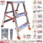 Eifa 3+3 Basamaklı Alüminyum Çift Çıkışlı Katlanır Merdiven Turuncu - 3+3 60 CM
